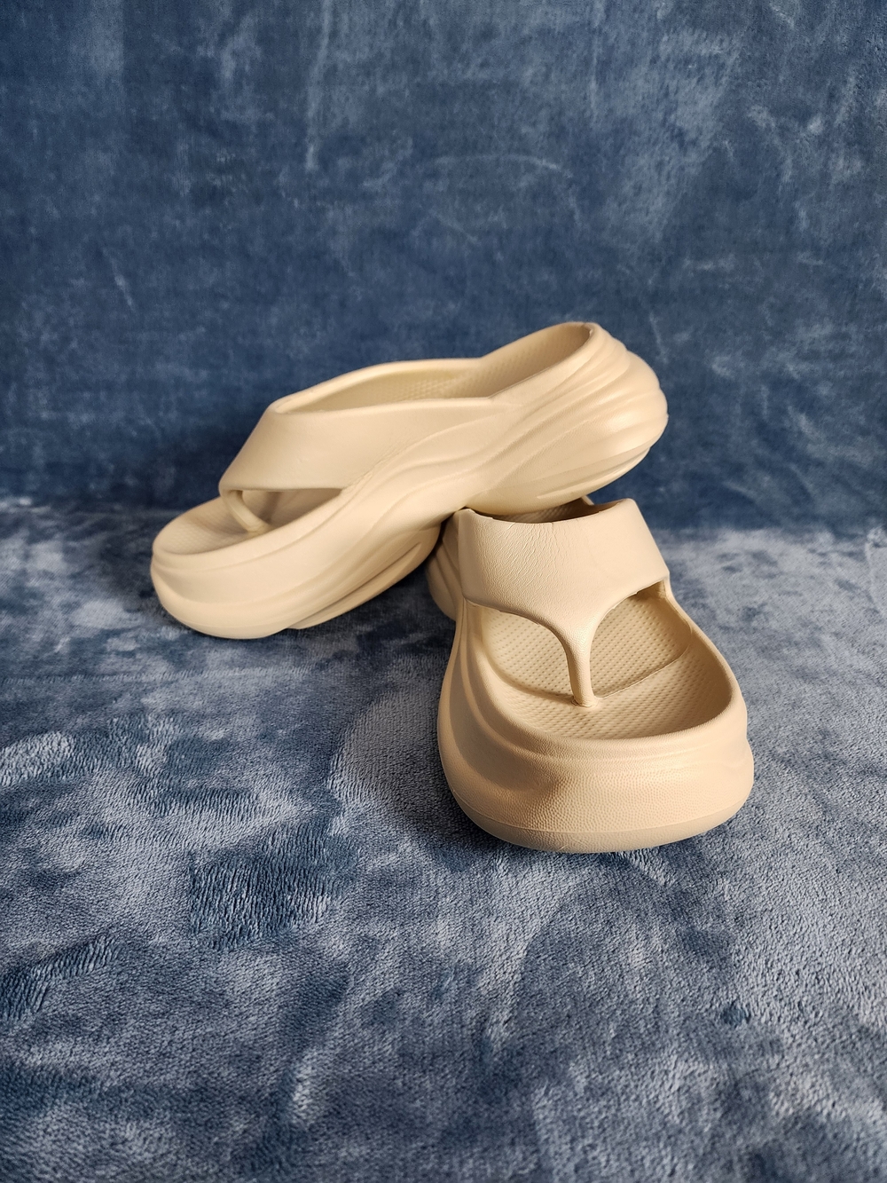 Women’s Cream Platform Thong Sandals — Lightweight Slip-On